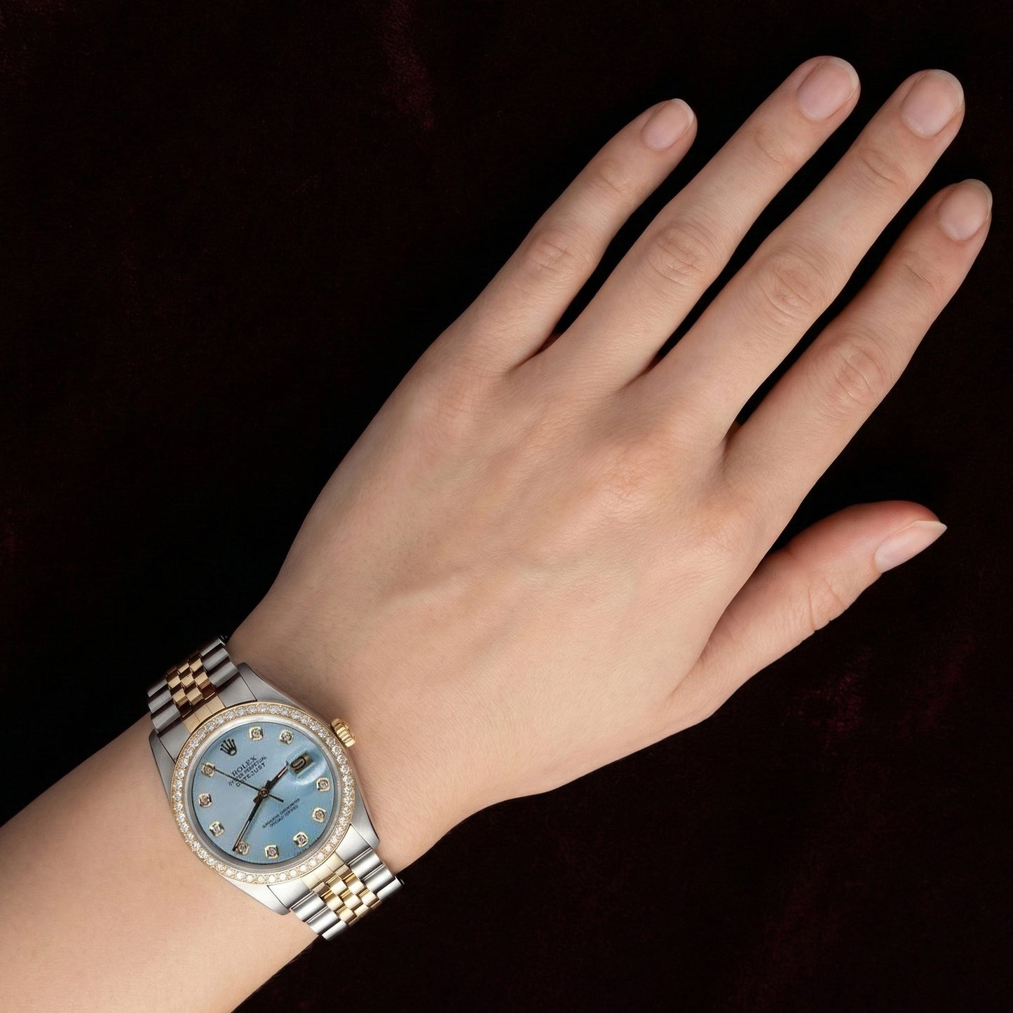 Tt Jubilee Bracelet Date Just Blue Diamond Dial Bezel Rolex Watch QUICK SET