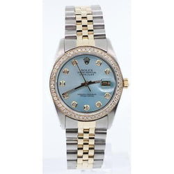 Tt  Jubilee Bracelet Date Just Blue Diamond Dial Bezel Rolex Watch QUICK SET