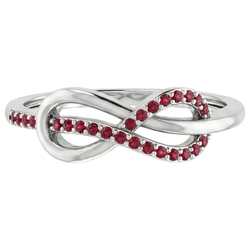 Twisted Ruby Infinity Ring White Gold 14K 1.25 Carats