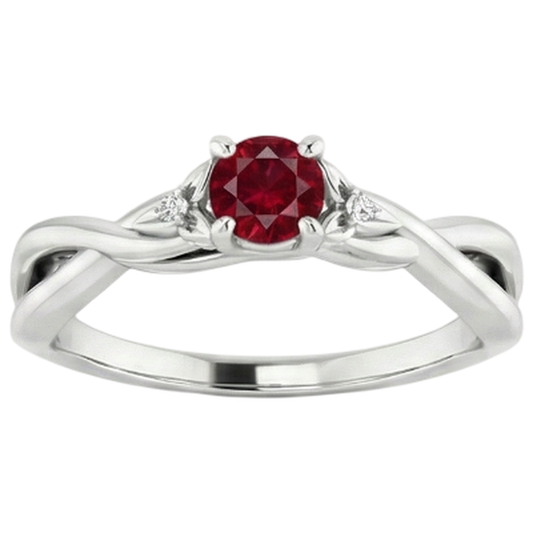 natural round ruby 1.50ct ring front view