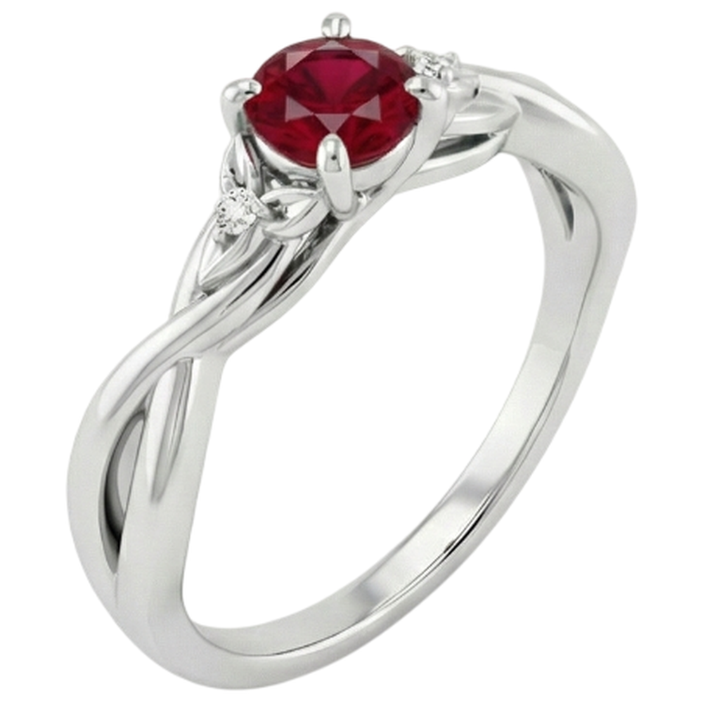 natural round ruby 1.50ct ring top view