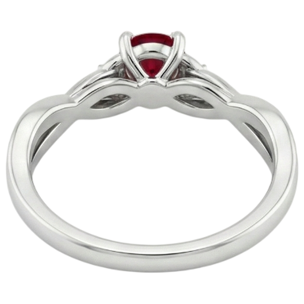 natural round ruby 1.50ct ring on white background