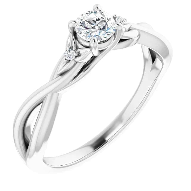 Twisted Shank Real Diamond Ring 1.40 Carats White Gold 14K