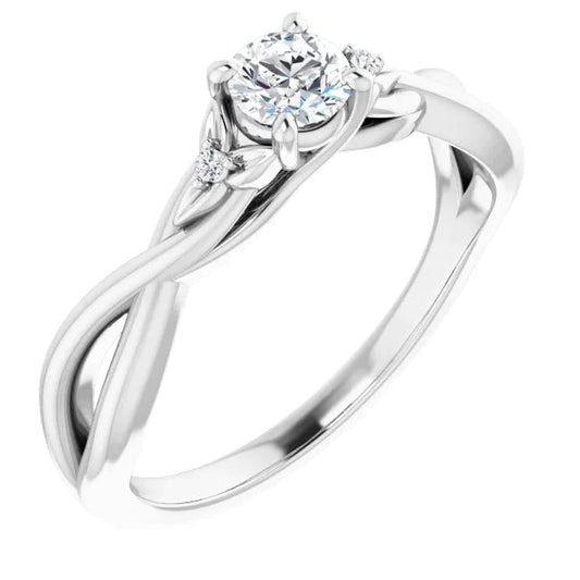 Twisted Shank Real Diamond Ring 1.40 Carats White Gold 14K