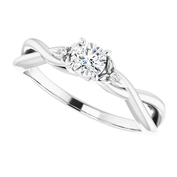 Twisted Shank Real Diamond Ring 1.40 Carats White Gold 14K