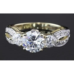 Twisted Shank Round Real Diamond Engagement Ring 3.25 Carats