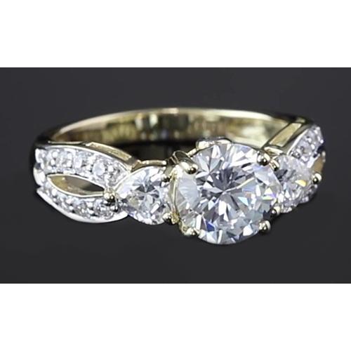 Twisted Shank Round Real Diamond Engagement Ring 