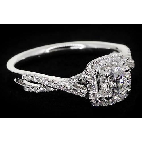 Twisted Shank Round Real Diamond Ring 2 Carats 14K