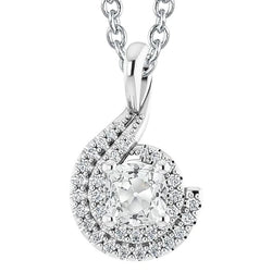 Twisted Style Halo Natural Diamond Pendant Cushion Old Miner 5 Carats Gold 14K