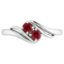 Two Stone 1 Carat Ruby Ring White Gold 14K
