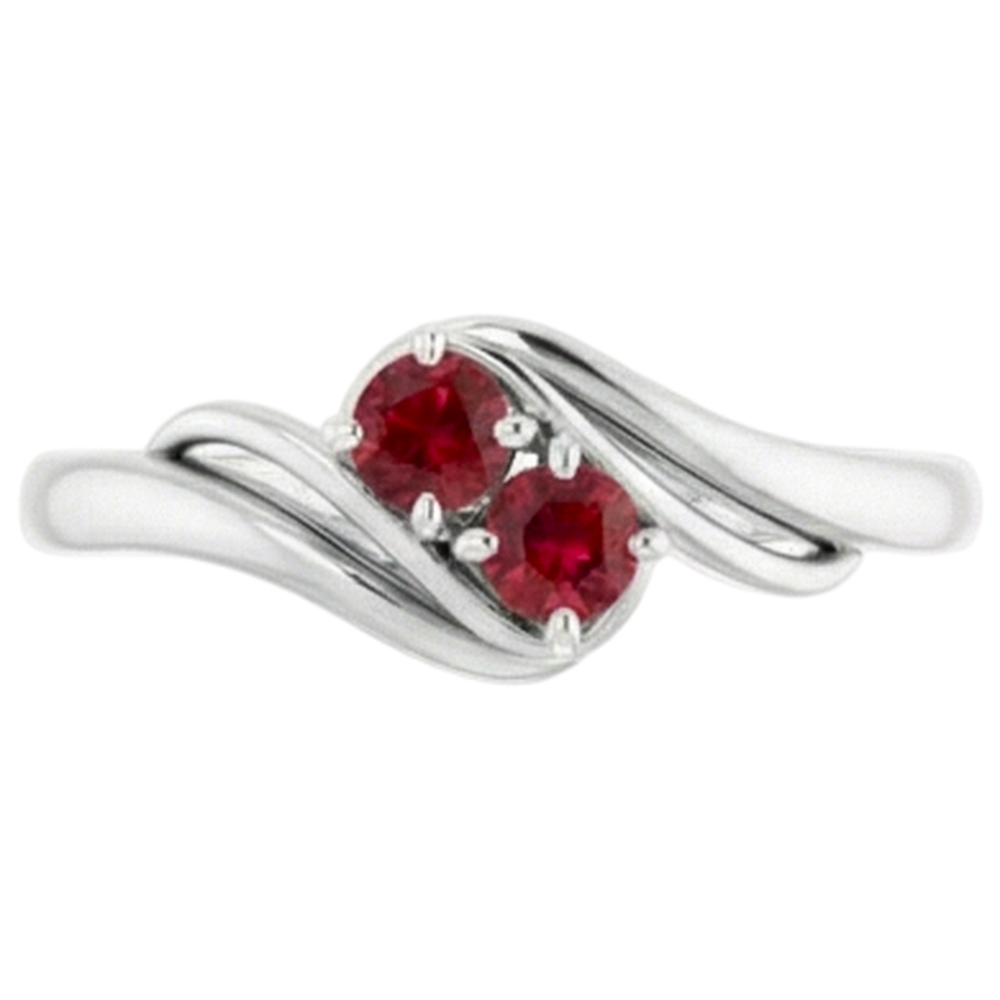 Two Stone 1 Carat Ruby Ring White Gold 14K