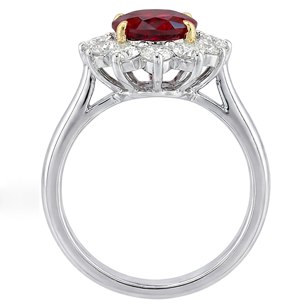 Two Tone 5.75 Ct Oval Ruby And Natural Earth Mined Diamond ( Not Lab Grown )s Ring White Gold 14K