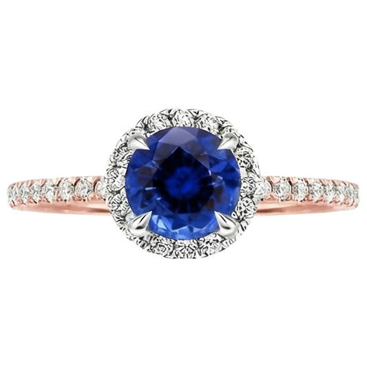 natural round sapphire 2ct ring side angle