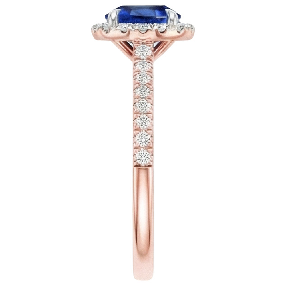 natural round sapphire 2ct ring profile view