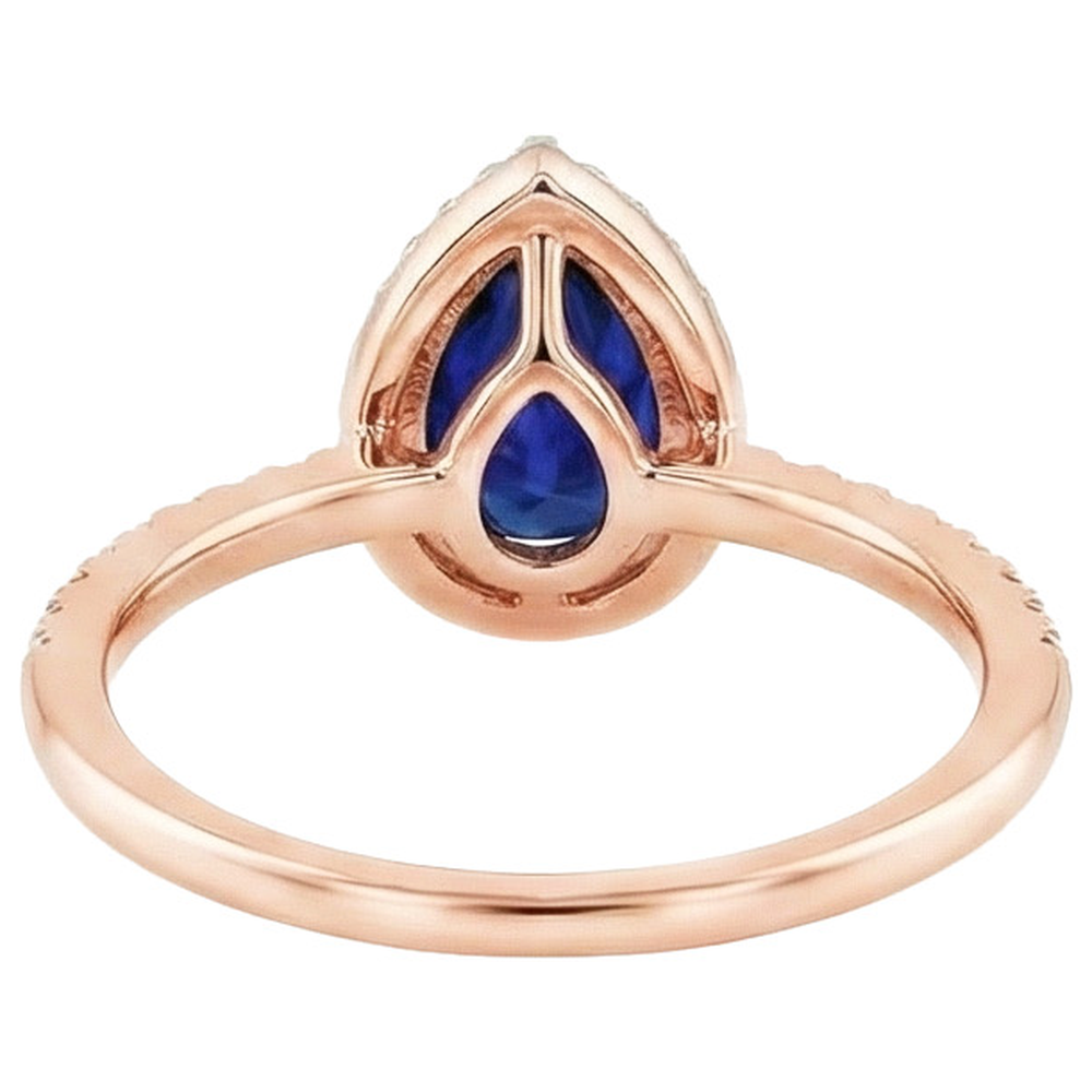 Two Tone Ceylon Pear Sapphire Natural Earth Mined Diamond ( Not Lab Grown ) Engagement Ring 6 Carats New