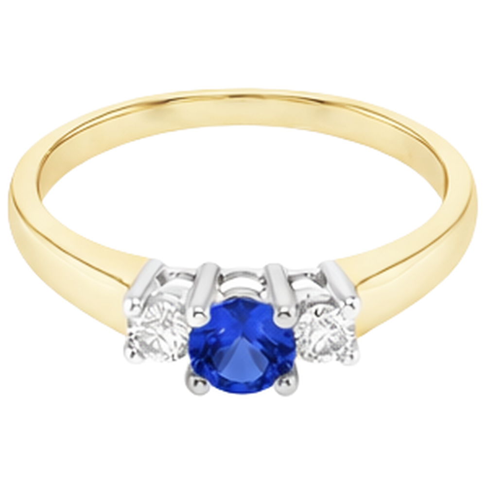 Tanzanite Round Cut Precious Stone Ring in Two-Tone 14K Gold – side view