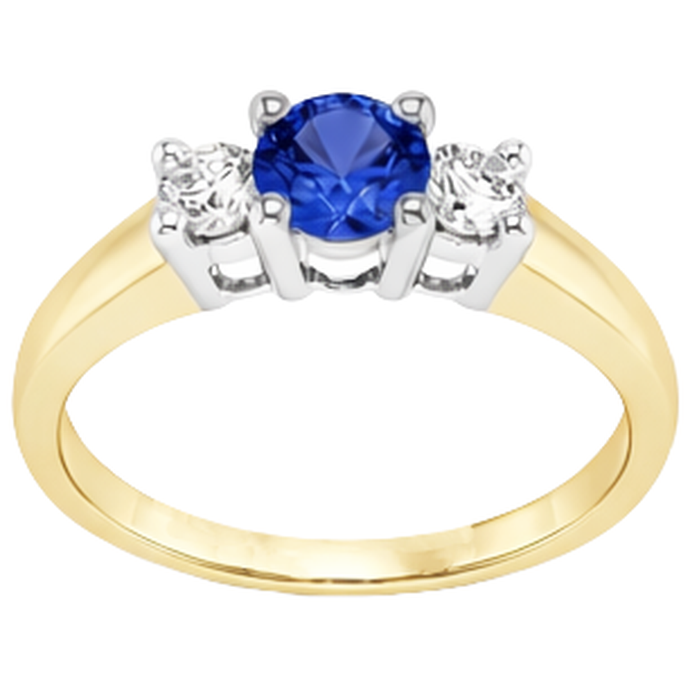 Tanzanite Round Cut Precious Stone Ring in Two-Tone 14K Gold – angle view