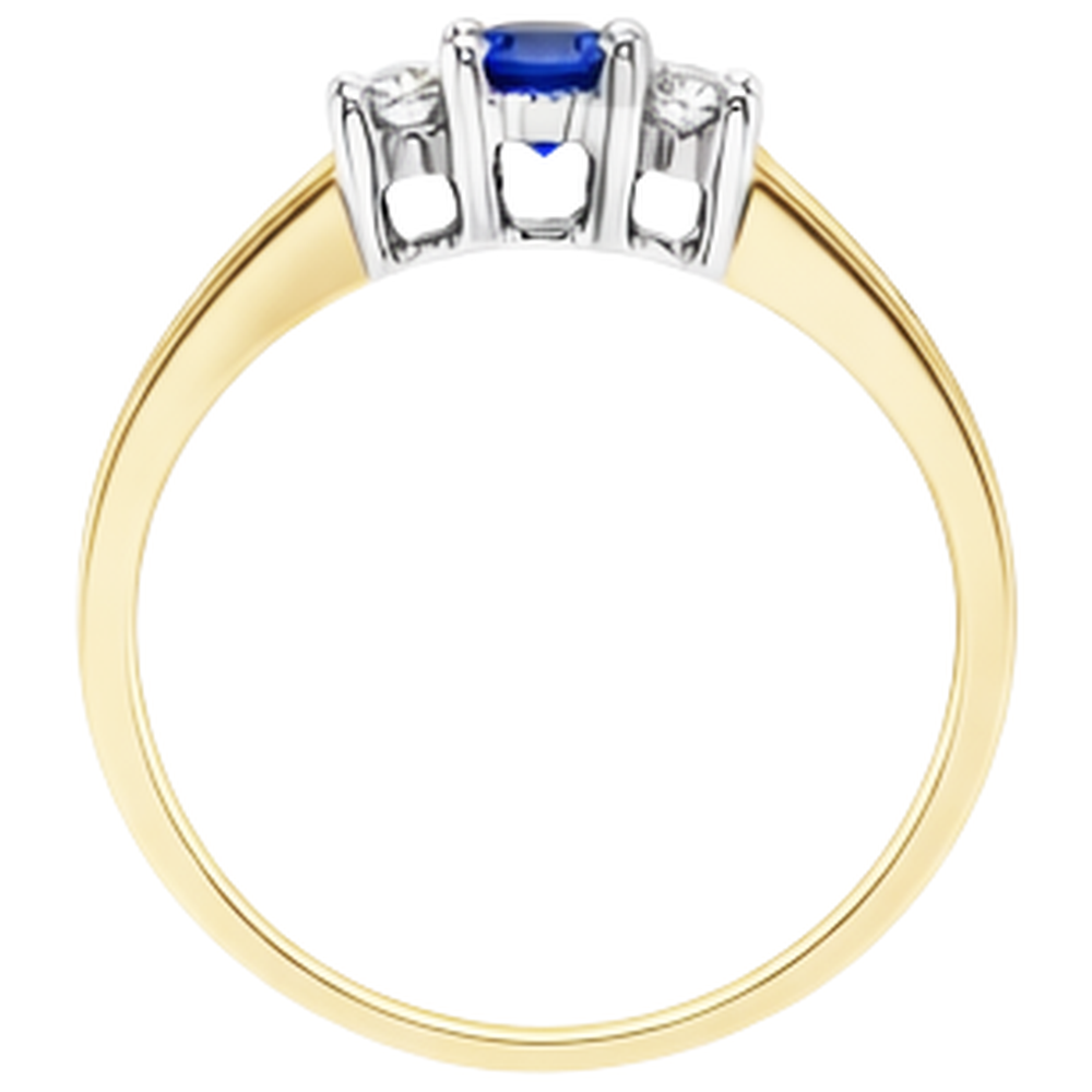 Round Cut Tanzanite ring in Two-Tone 14K Gold – back view