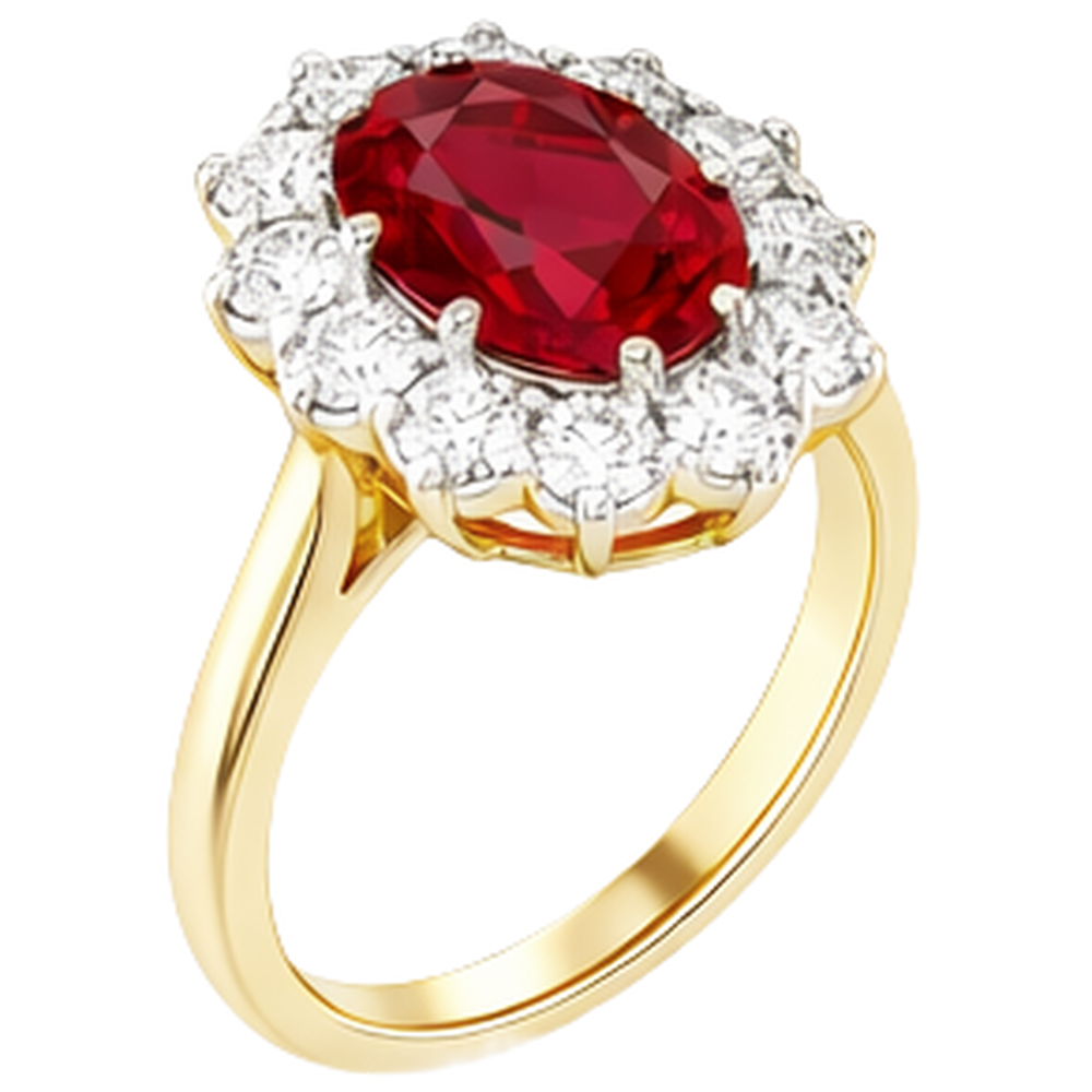 Two Tone Gold 14K 4.75 Ct Red Ruby With Natural Earth Mined Diamond ( Not Lab Grown )s Ring New