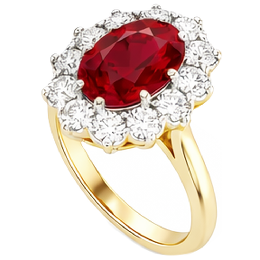 Two Tone Gold 14K 4.75 Ct Red Ruby With Natural Earth Mined Diamond ( Not Lab Grown )s Ring New