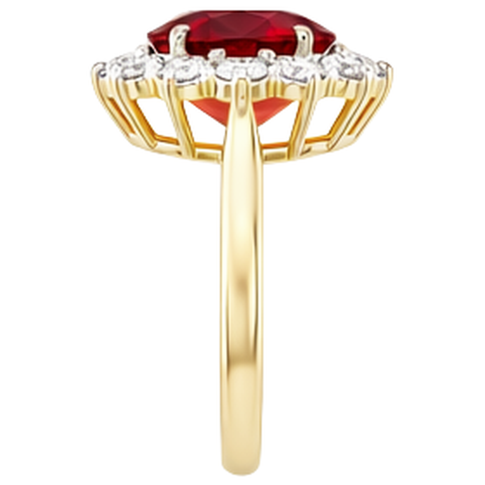 Two Tone Gold 14K 4.75 Ct Red Ruby With Natural Earth Mined Diamond ( Not Lab Grown )s Ring New