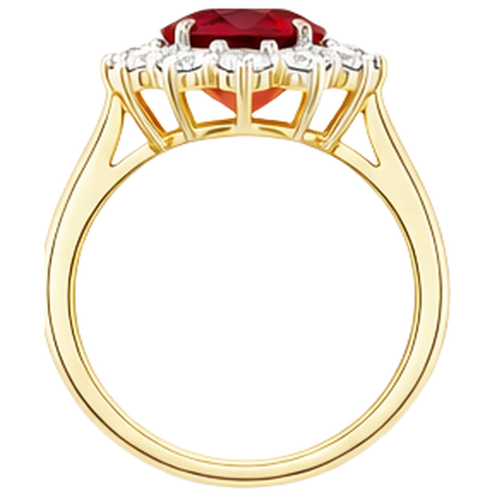 Two Tone Gold 14K 4.75 Ct Red Ruby With Natural Earth Mined Diamond ( Not Lab Grown )s Ring New
