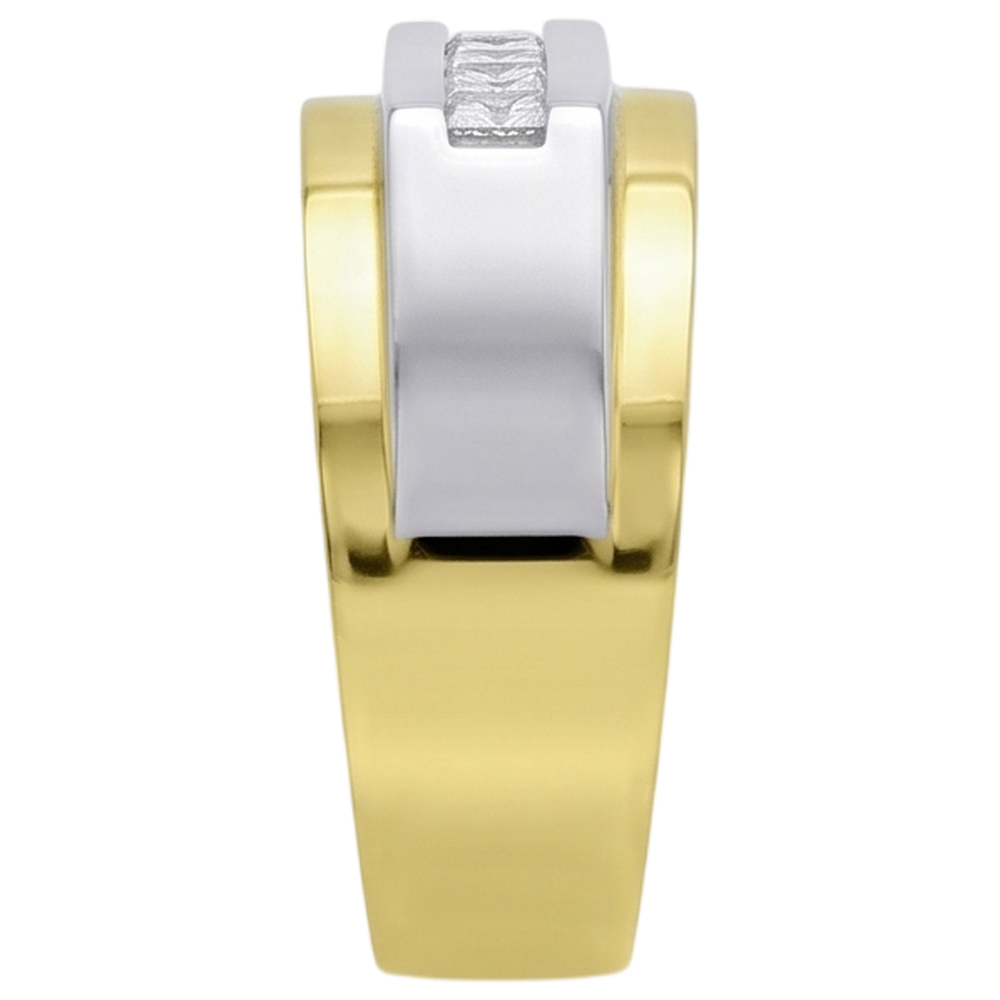 Two Tone Gold 14K Men Ring Band Princess Real Natural Earth Mined Diamond ( Not Lab Grown )  0.72 Carats