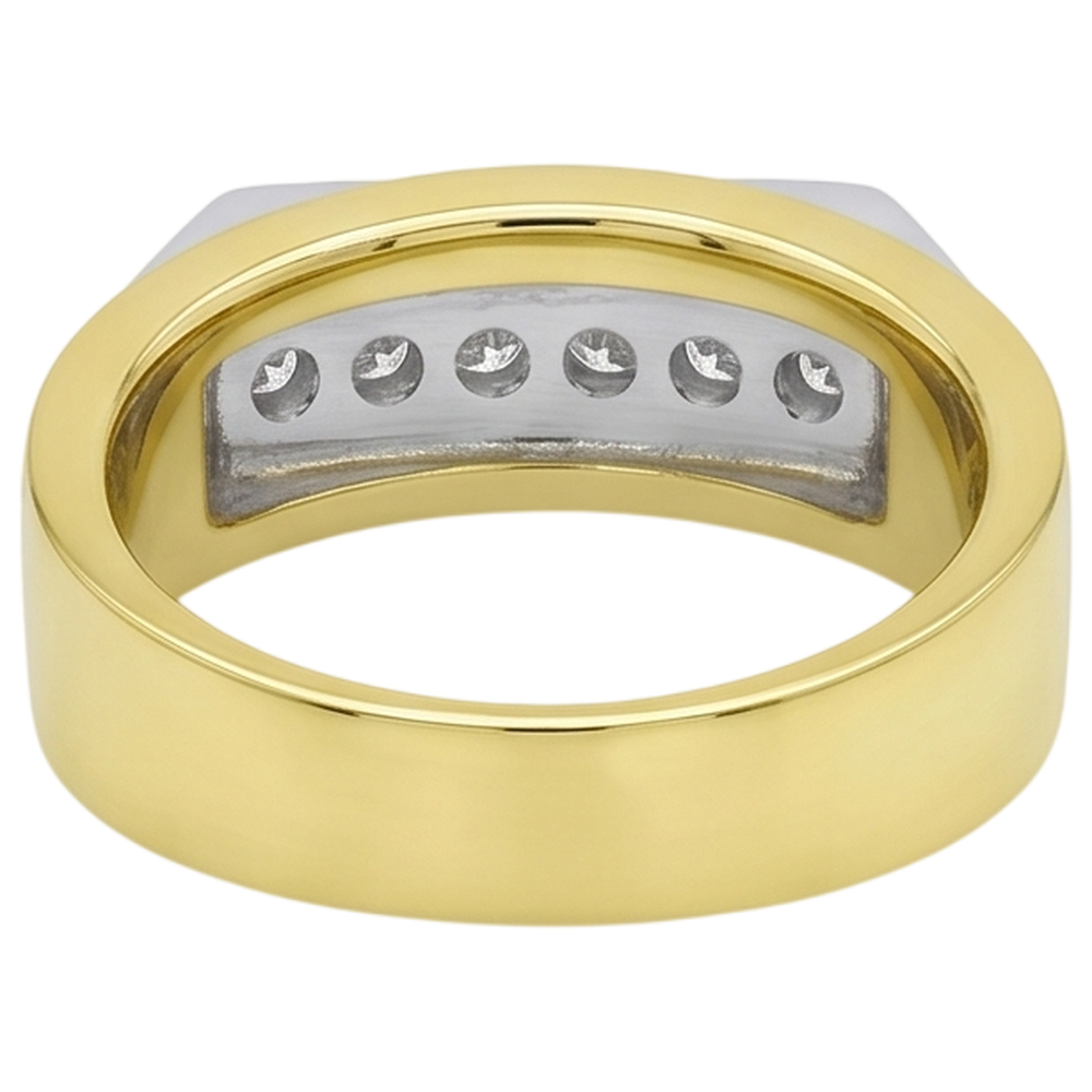 Two Tone Gold 14K Men Ring Band Princess Real Natural Earth Mined Diamond ( Not Lab Grown )  0.72 Carats