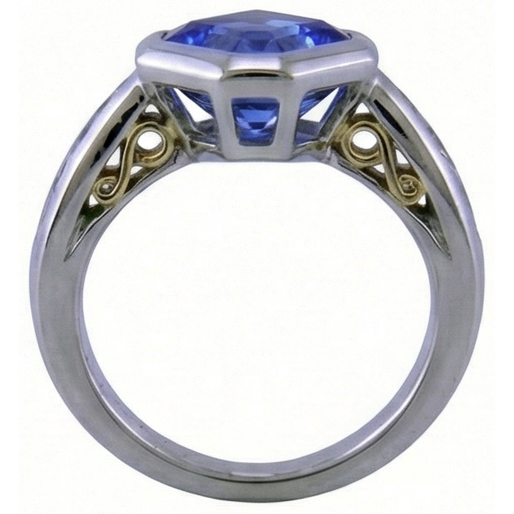 natural round tanzanite 3.75ct watch on white background