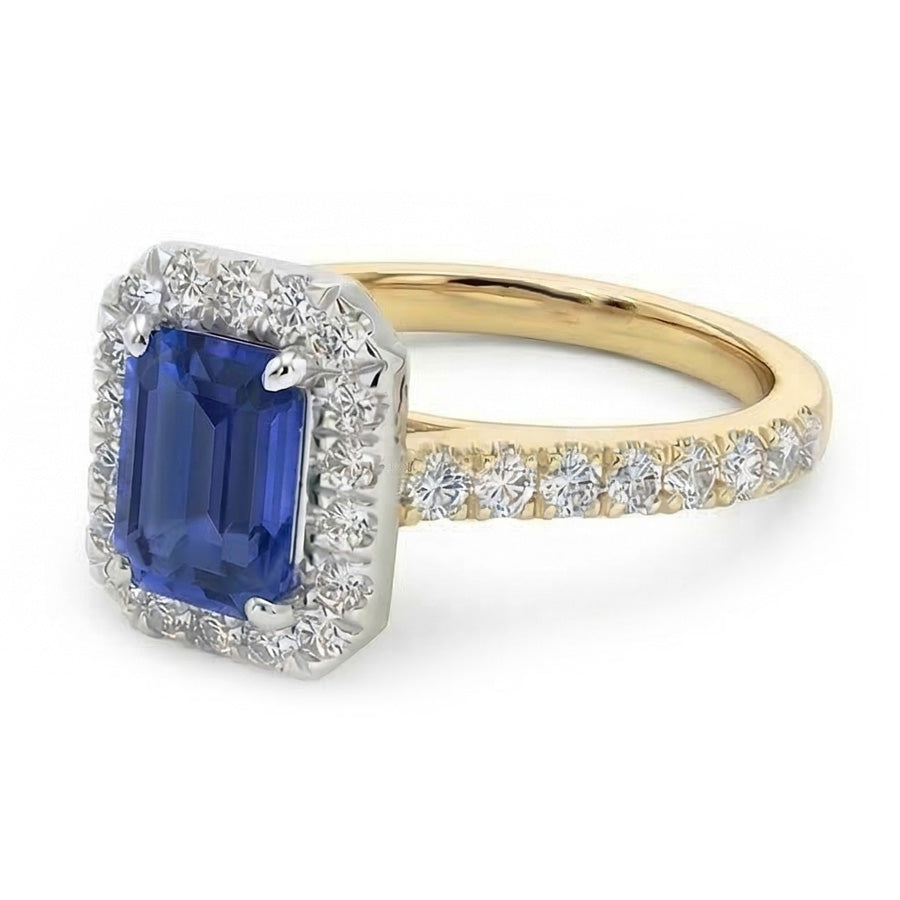 natural emerald sapphire 3ct ring profile view