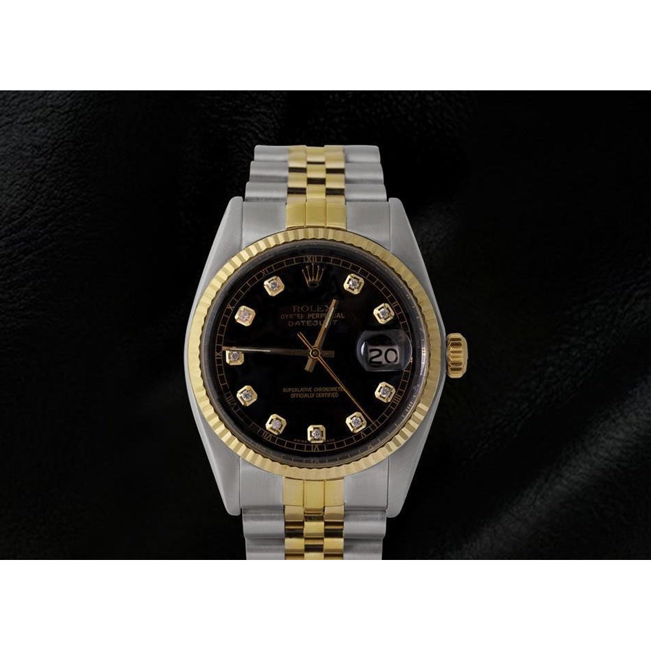 Two Tone Men Rolex Datejust Watch Diamond Dial Jubilee Bracelet