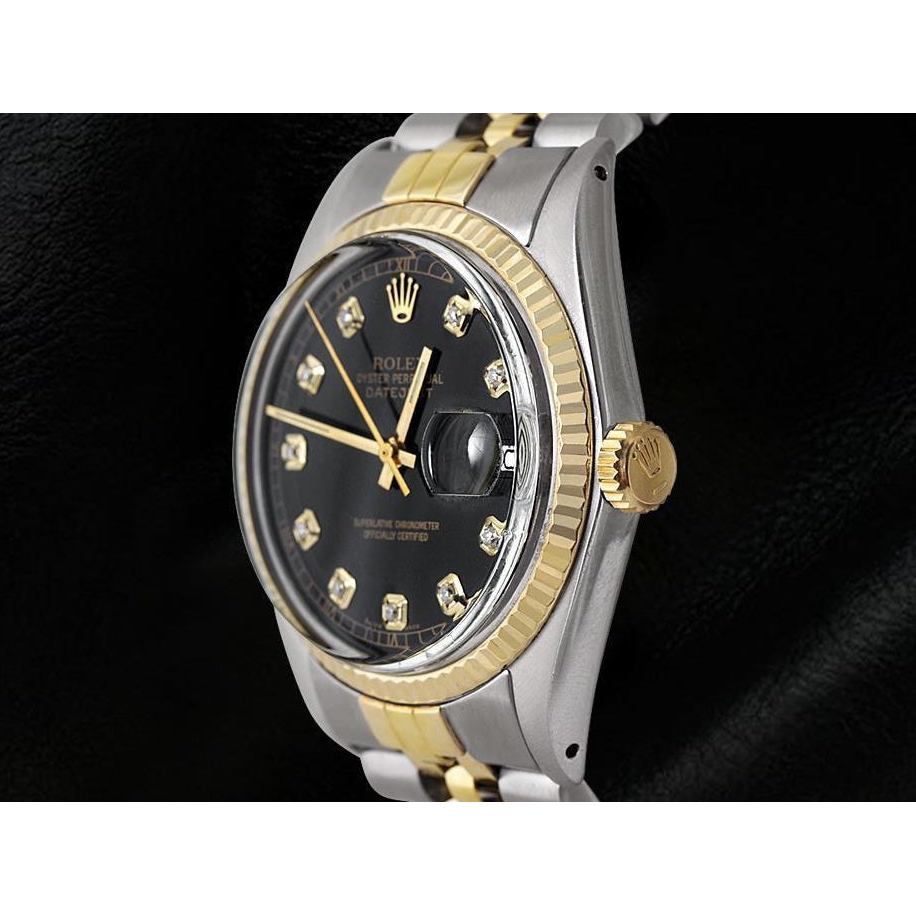 Two Tone Men Rolex Datejust Watch Diamond Dial Jubilee Bracelet