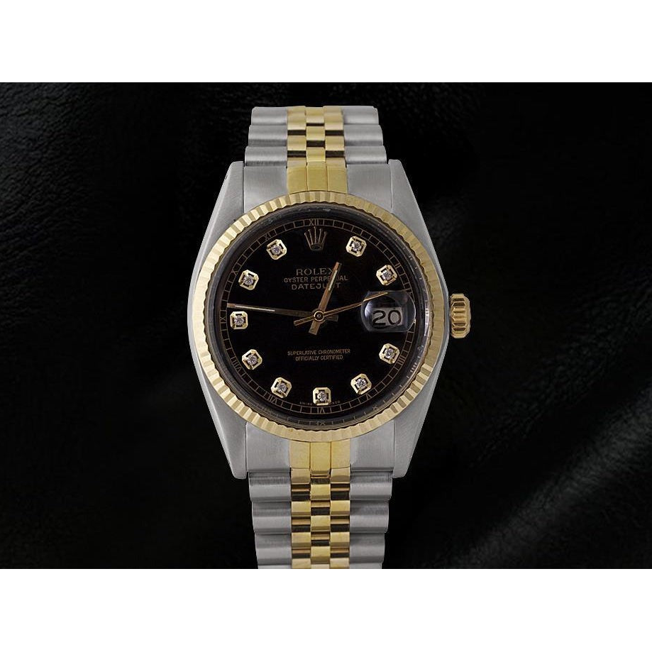 Two Tone Men Rolex Datejust Watch Diamond Dial Jubilee Bracelet