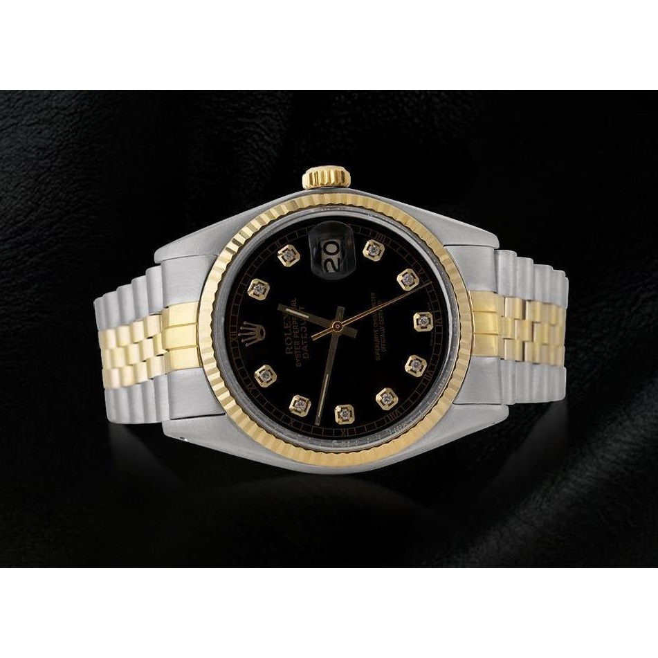 Two Tone Men Rolex Datejust Watch Diamond Dial Jubilee Bracelet