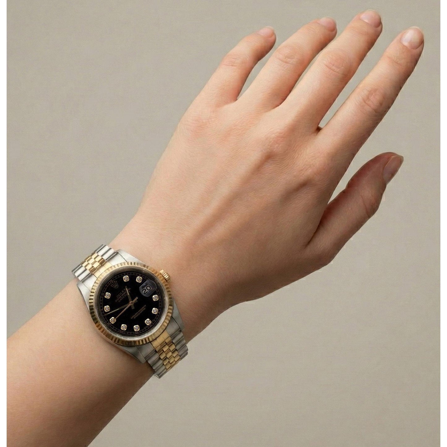 Two Tone Men Rolex Datejust Watch Diamond Dial Jubilee Bracelet