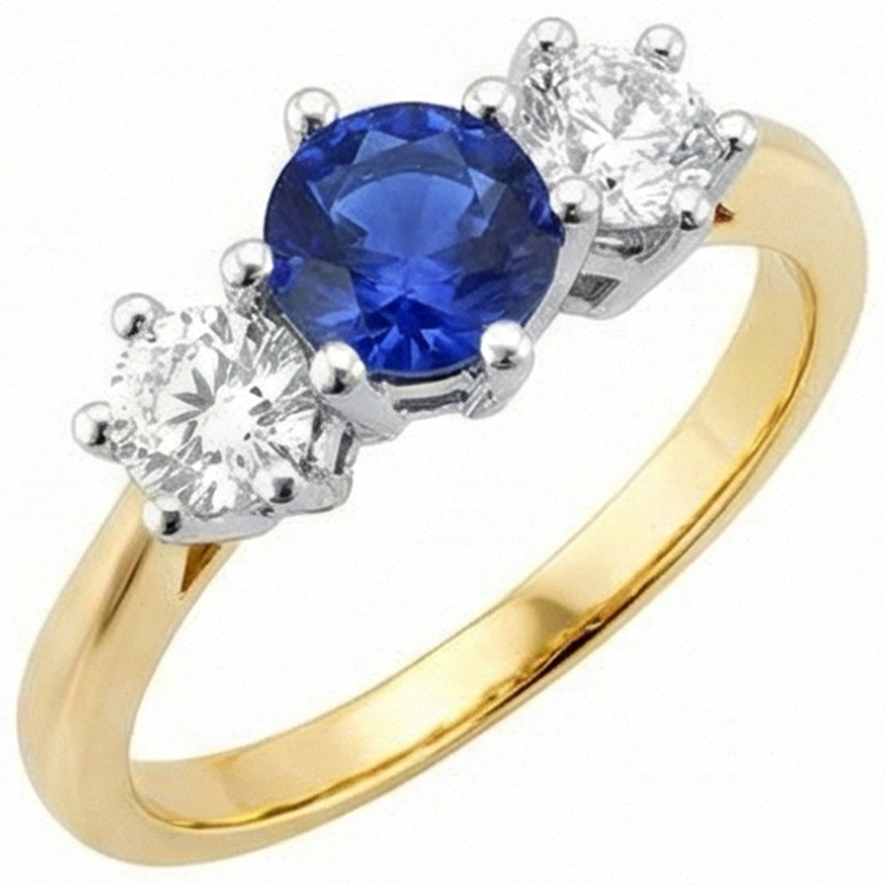 natural round sapphire 3.50ct ring front view