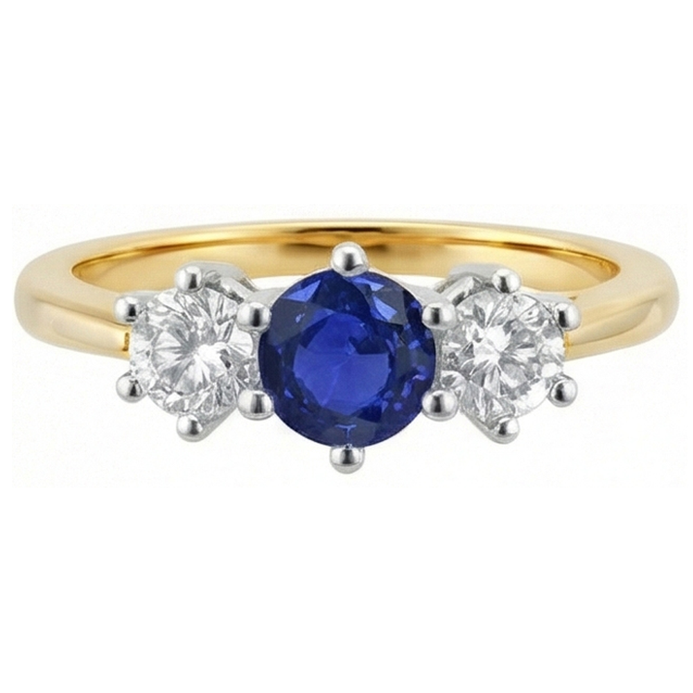 natural round sapphire 3.50ct ring side angle