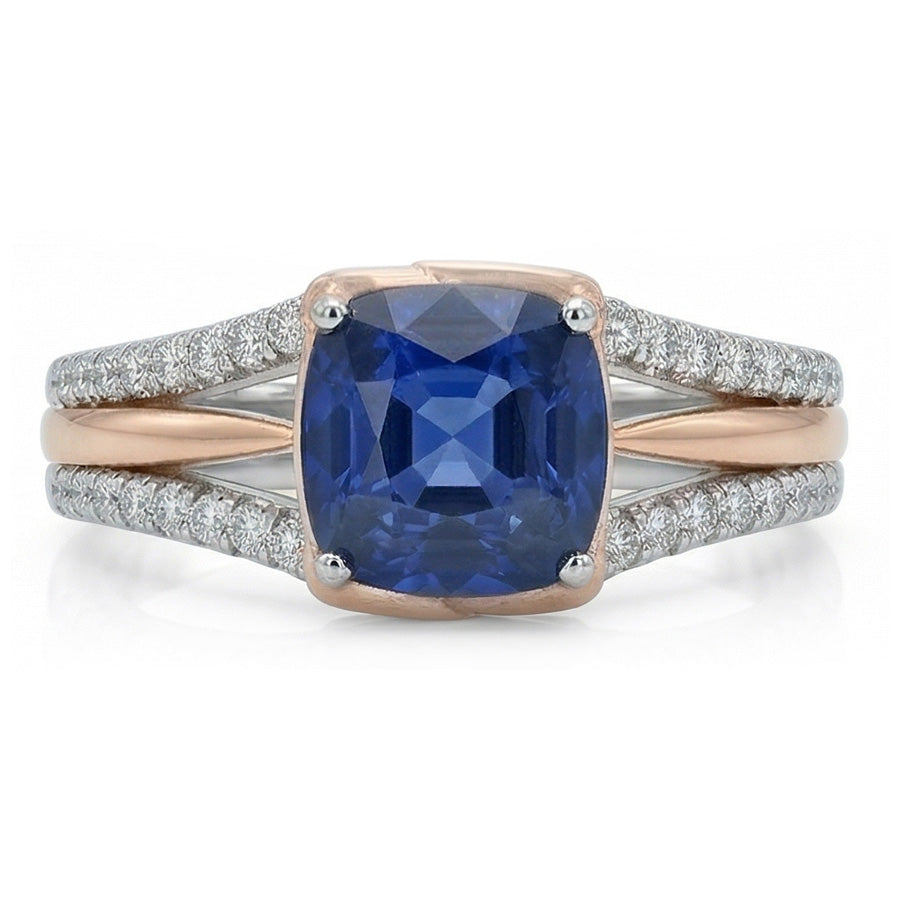 natural round sapphire 2.50ct ring top view