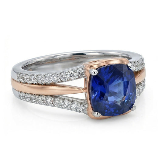 natural round sapphire 2.50ct ring profile view