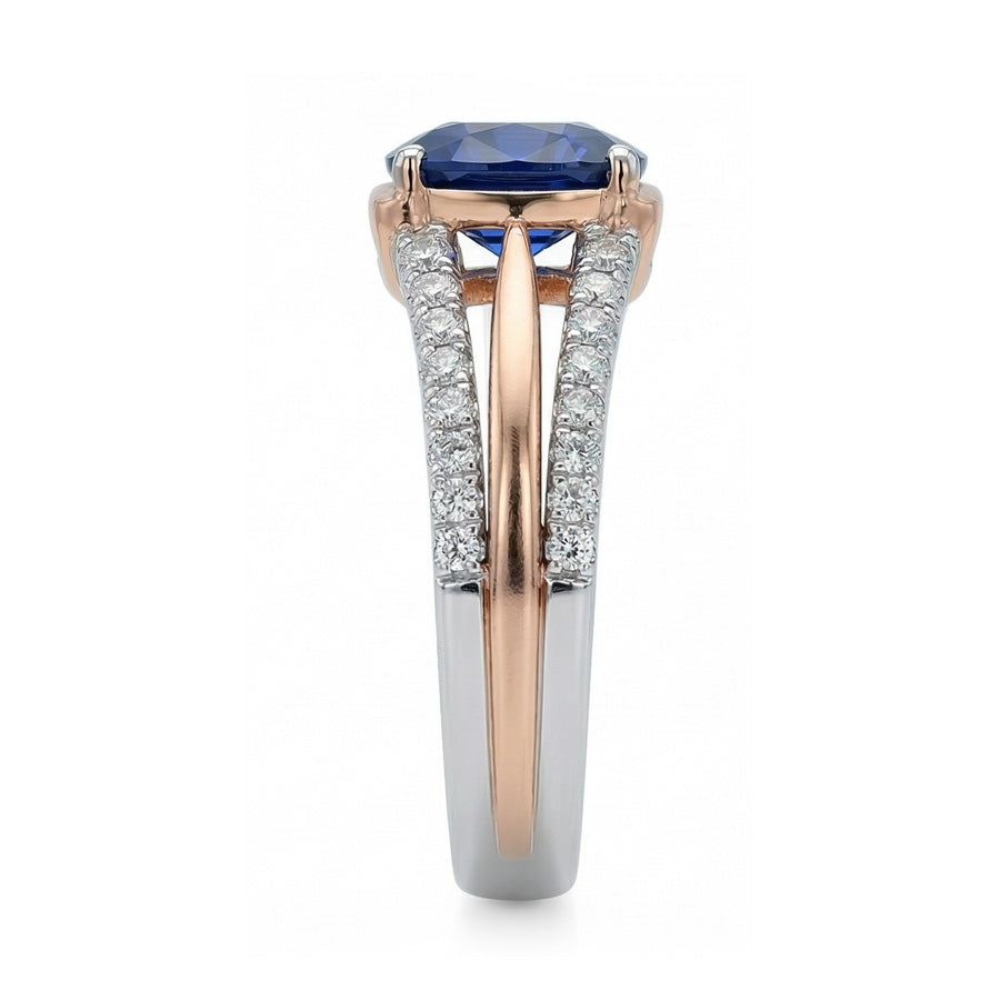 natural round sapphire 2.50ct ring with diamond accents