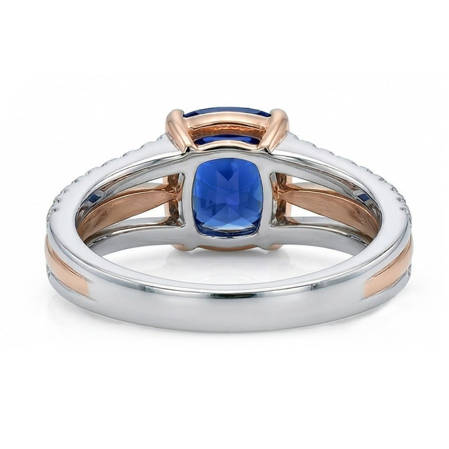 natural round sapphire 2.50ct ring band detail