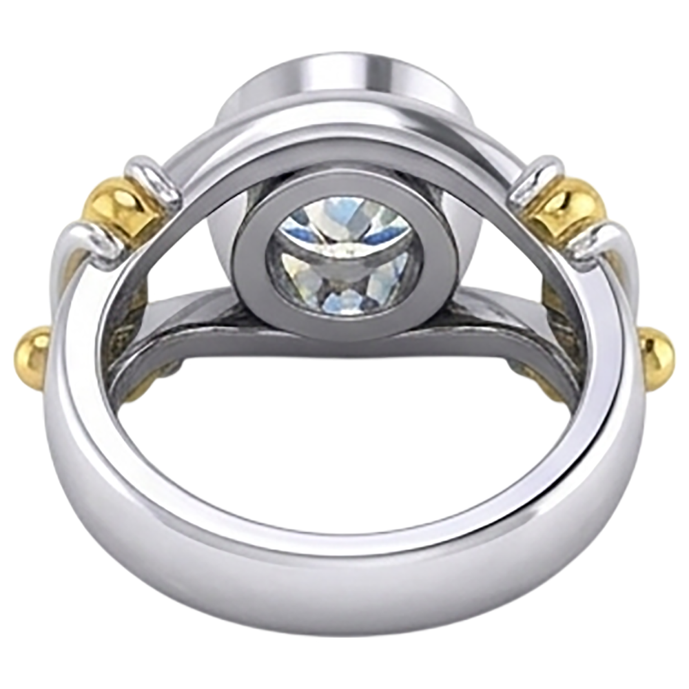 Two Tone Natural Earth Mined Diamond ( Not Lab Grown ) Solitaire Mens Ring Bezel Set 2 Carats