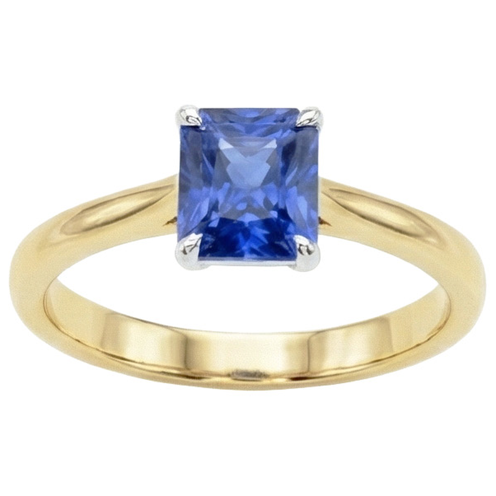 natural radiant sapphire 1.50ct ring front view
