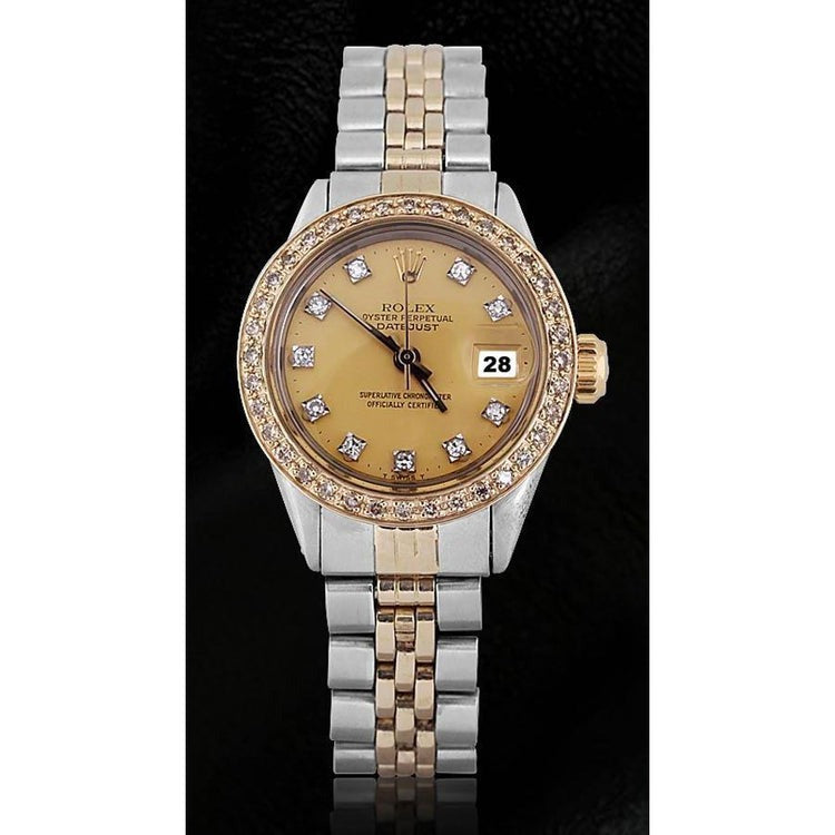 Champagne Diamond Dial Bezel Lady Watch 