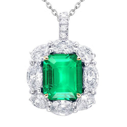 Fine Emerald GIA Certified Stone Pendant Necklace 6 ct in 14
