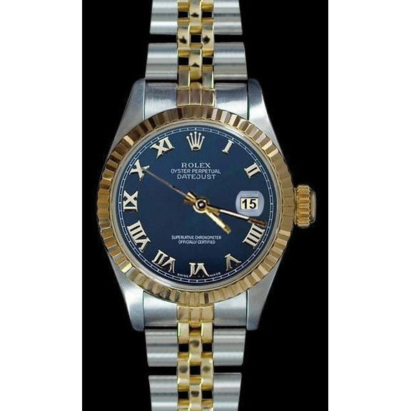 Fluted Bezel Datejust Lady Watch Blue Roman