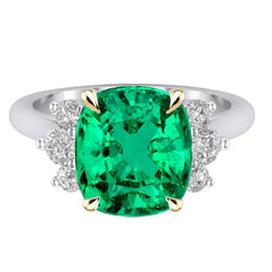 GIA-Certified Gemstone Ring – Emerald 4 ct 14 Karat Two Tone Gold