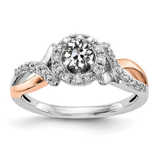 Two Tone Halo Round Old Miner Genuine Diamond Ring Split Shank 2.50 Carats