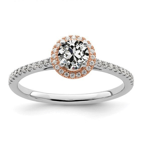 Two Tone Halo Wedding Ring With Accents Old Cut Real Diamond 3 Carats - Halo Ring-harrychadent.ca