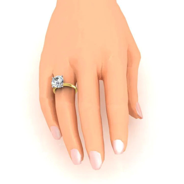 Two Tone Solitaire Ring With Accents Gold Genuine Diamond Jewelry